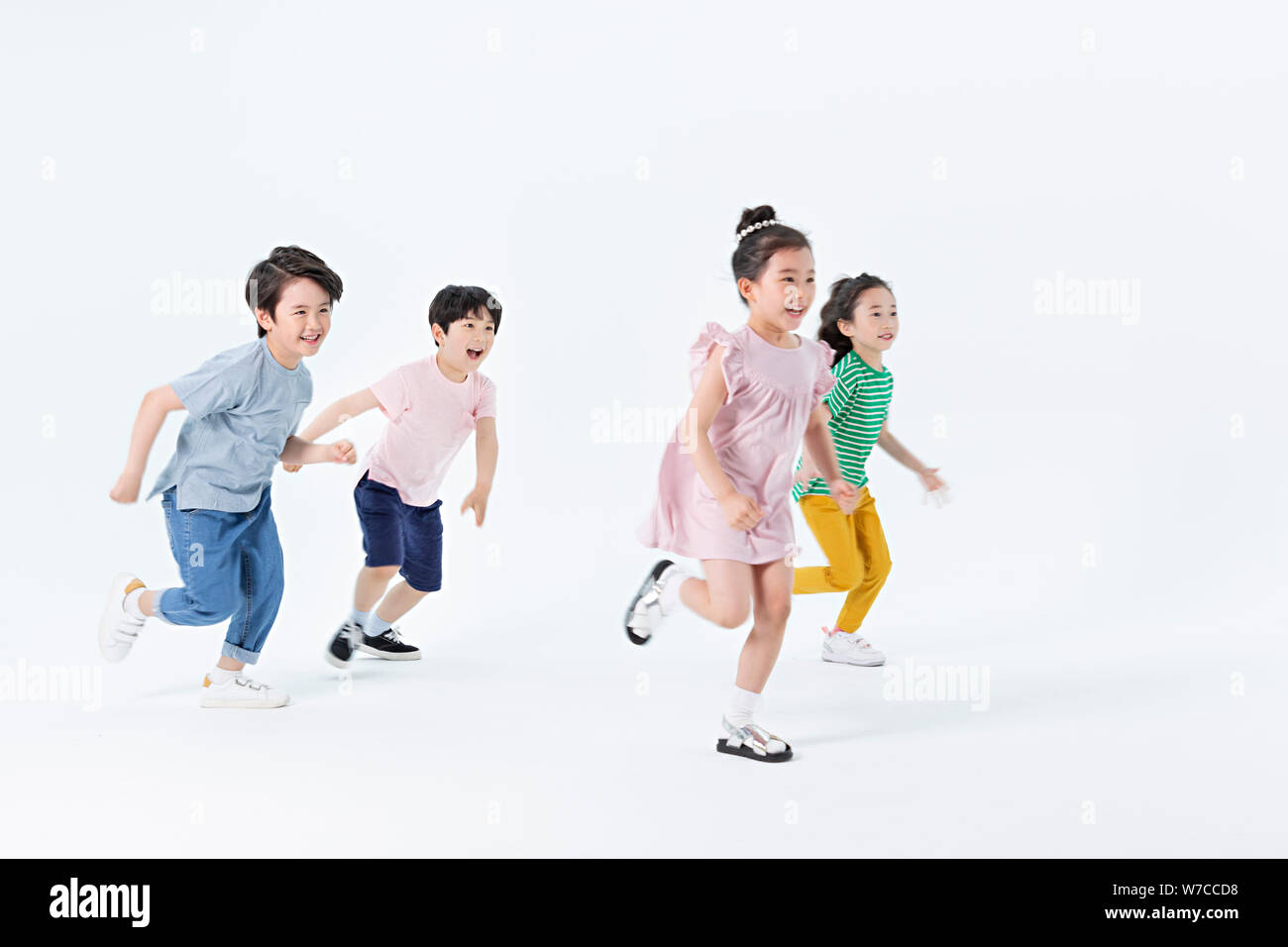 Smiling Children Concept, happy child enjoy summer time on white