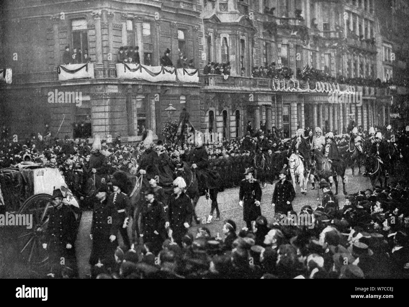 Queen Victoria's funeral procession passing through London, 1901. Artist: Unknown Stock Photo