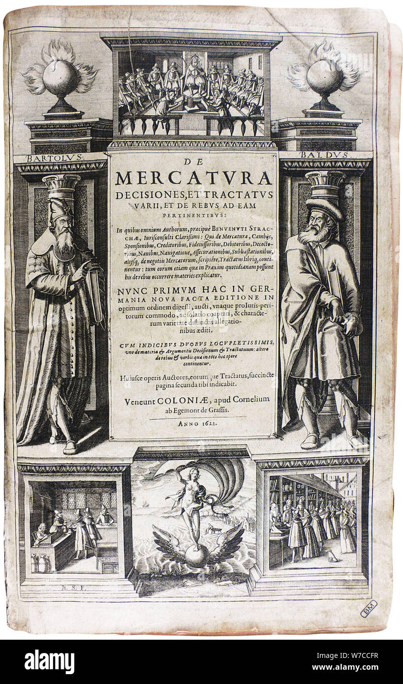 Title page of De Marcatura by Benvenuto Stracca. Stock Photo