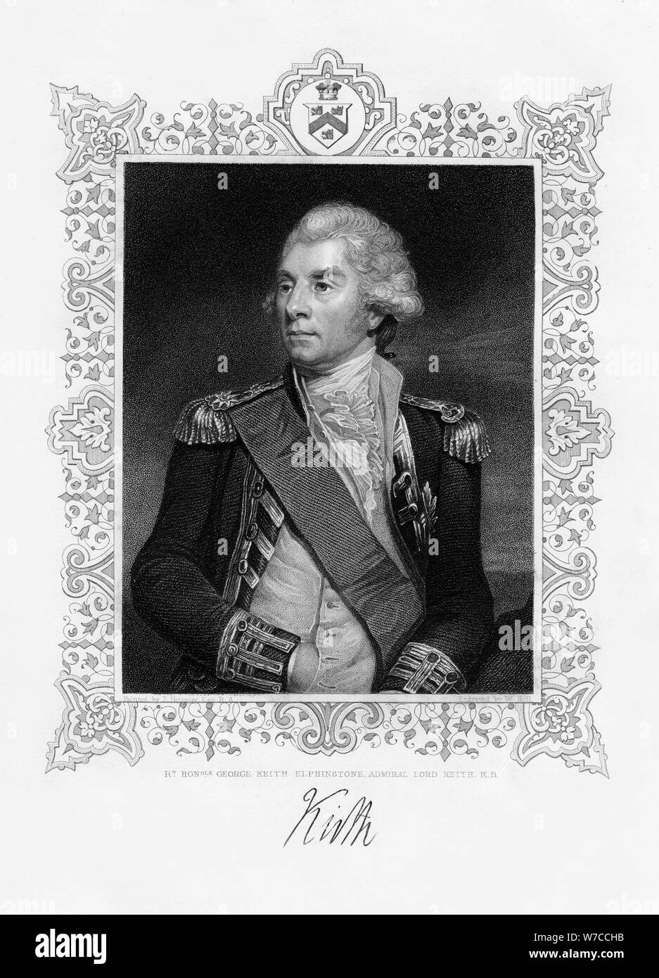 George Keith Elphinstone, 1st Viscount Keith, British admiral, 19th century.Artist: W Holl Stock Photo