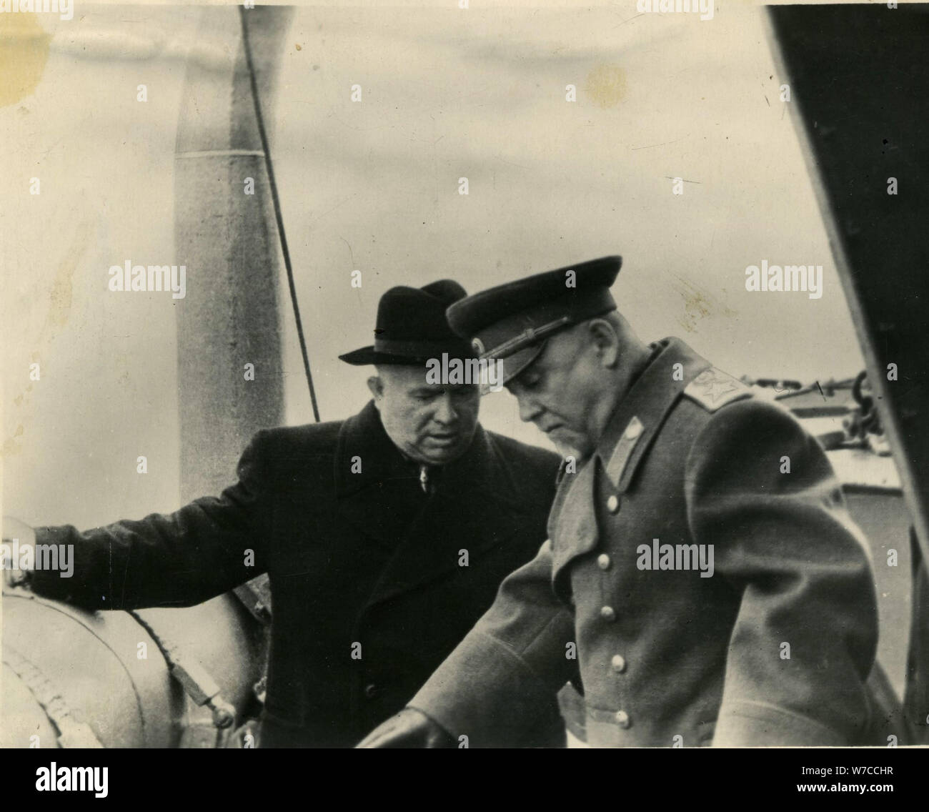 Nikita Khrushchev and Nikolai Bulganin. Stock Photo