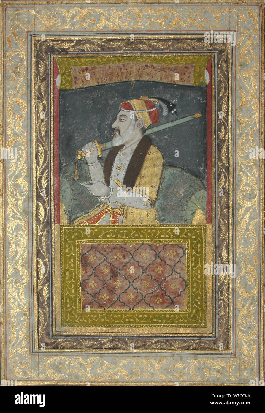 Portrait of Mughal Emperor Aurangzeb. Stock Photo