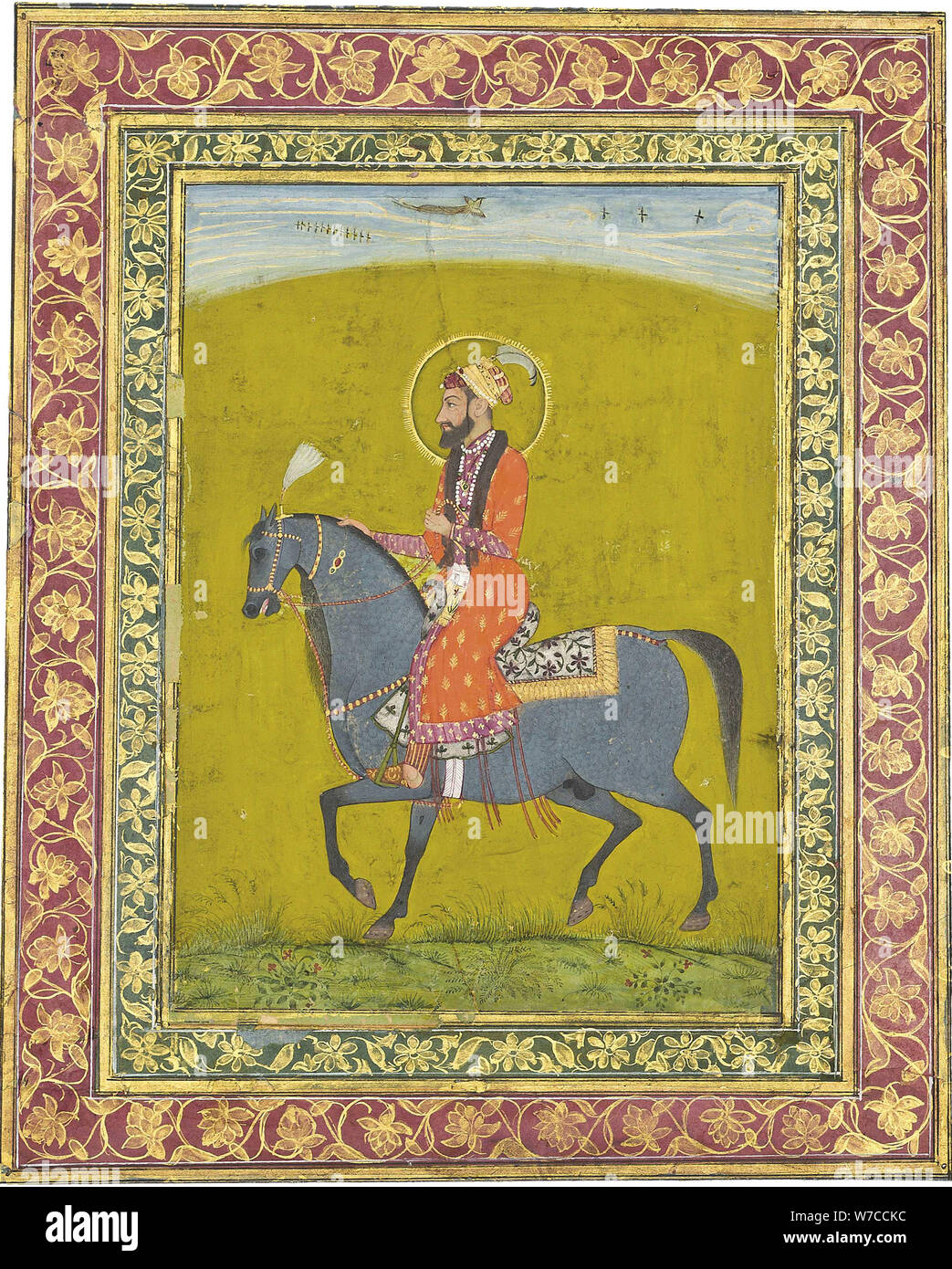 Portrait of Mughal Emperor Aurangzeb. Stock Photo