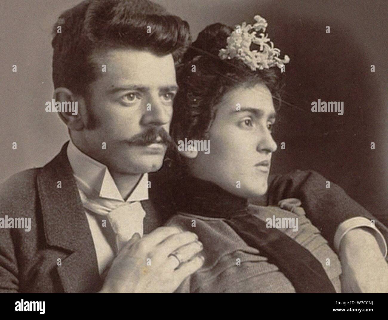 Matilde Calderón and Guillermo Kahlo, Frida Kahlo's parents. Stock Photo