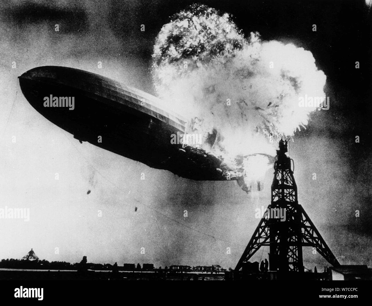 The Hindenburg disaster May 6, 1937 in Lakehurst. Stock Photo