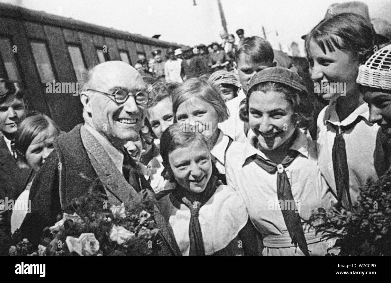 André Gide in the Soviet Union. Stock Photo