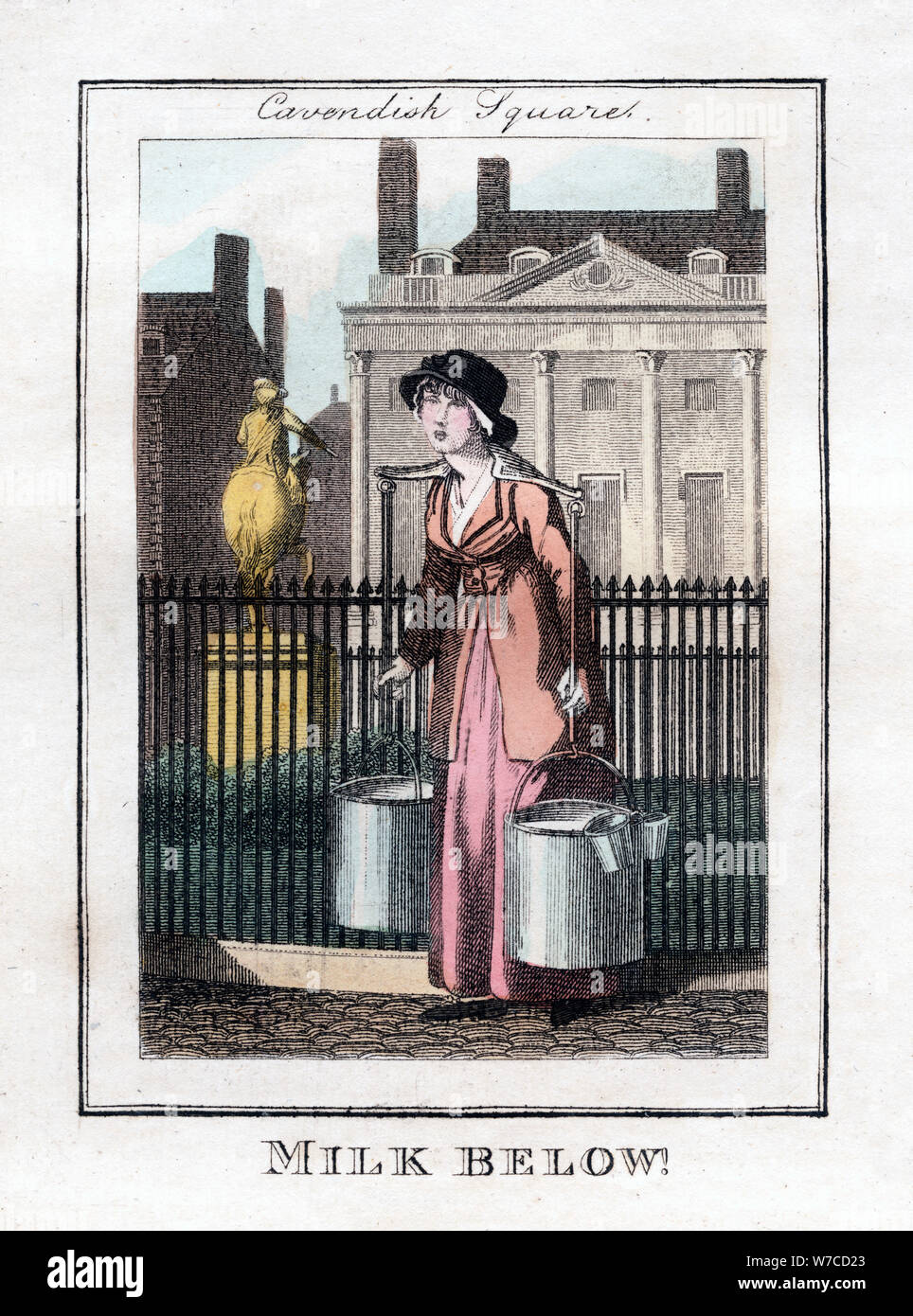 'Milk Below!', Cavendish Square, London, 1805. Artist: Unknown Stock Photo