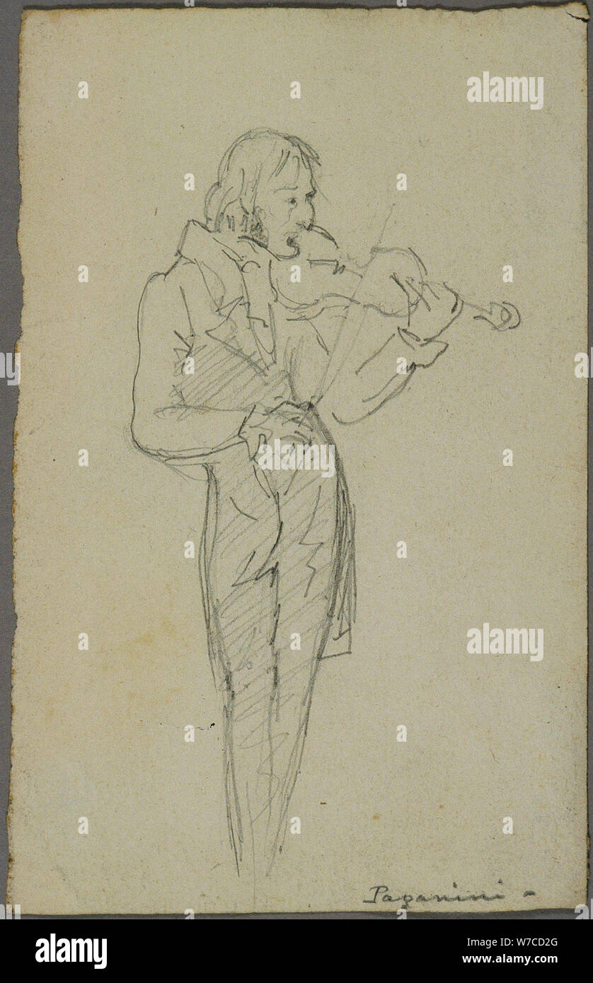 Portrait of Niccolò Paganini (1782-1840). Stock Photo