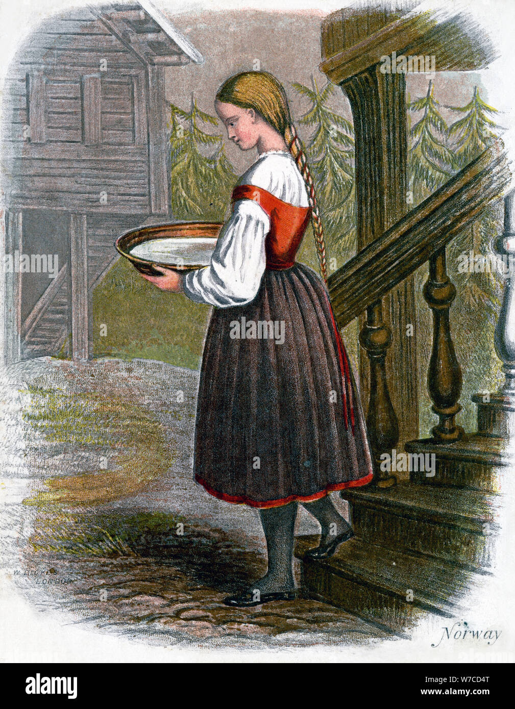 'Norwegian Farm Girl', 1809.Artist: W Dickes Stock Photo