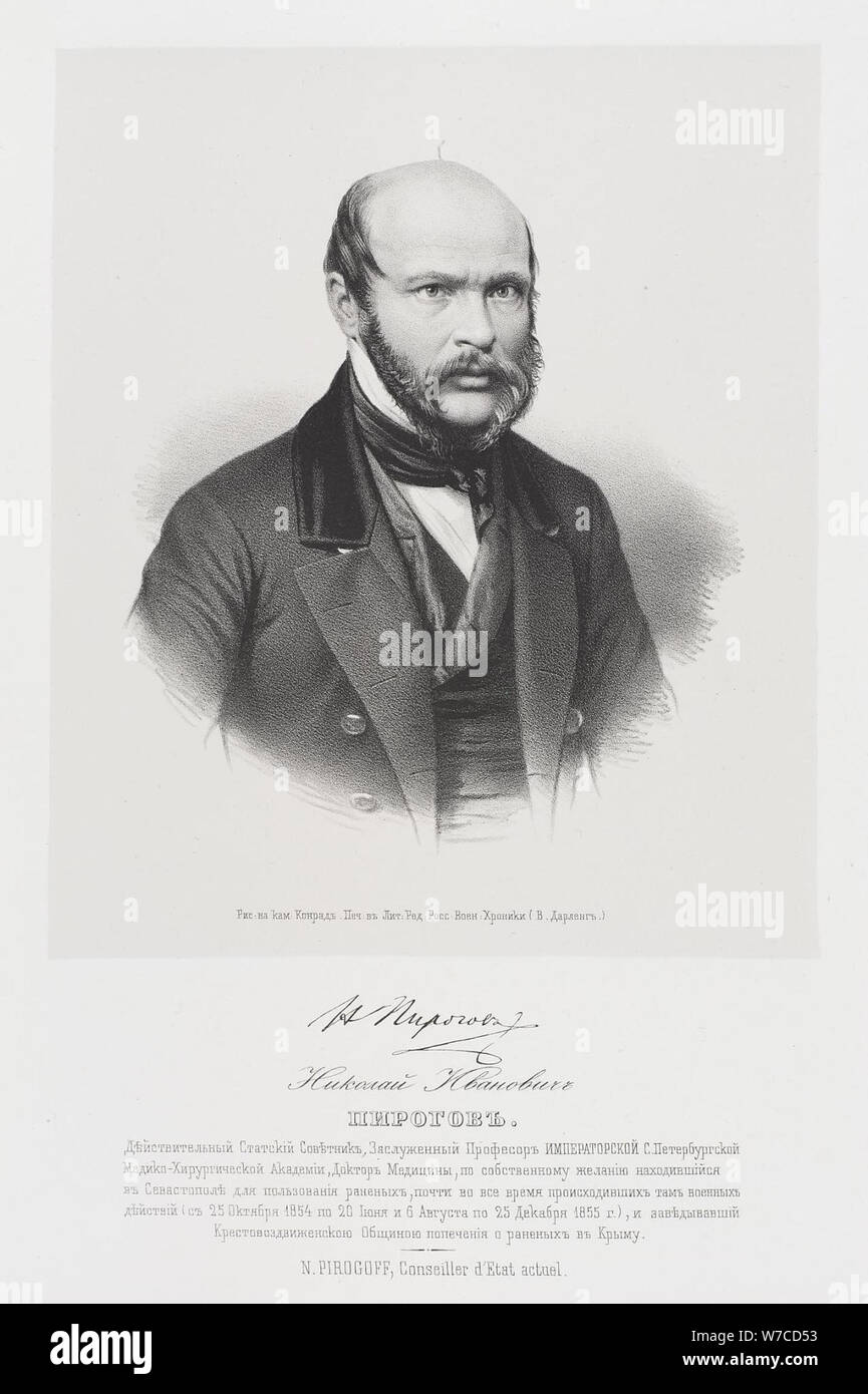 Portrait of Nikolay Ivanovich Pirogov (1810-1881). Stock Photo