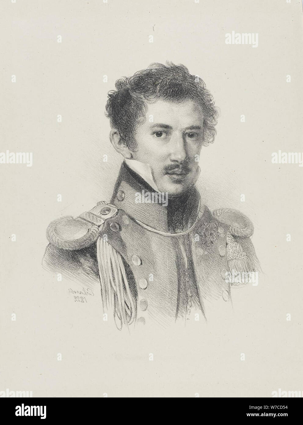 Portrait of the Decembrist Mikhail Lunin (1787-1845). Stock Photo