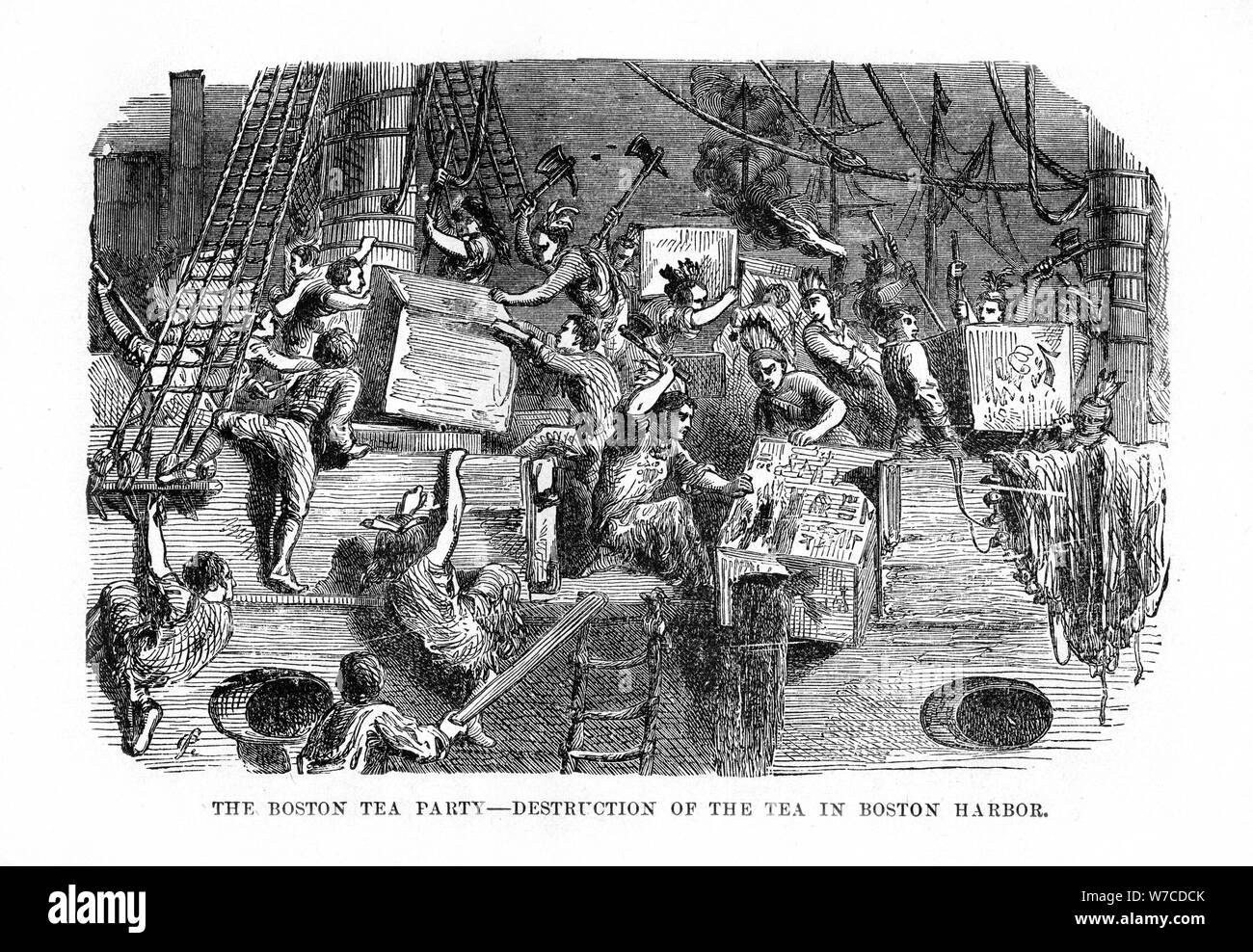 The Boston Tea Party,16 December 1773, (1872). Artist: Unknown Stock Photo