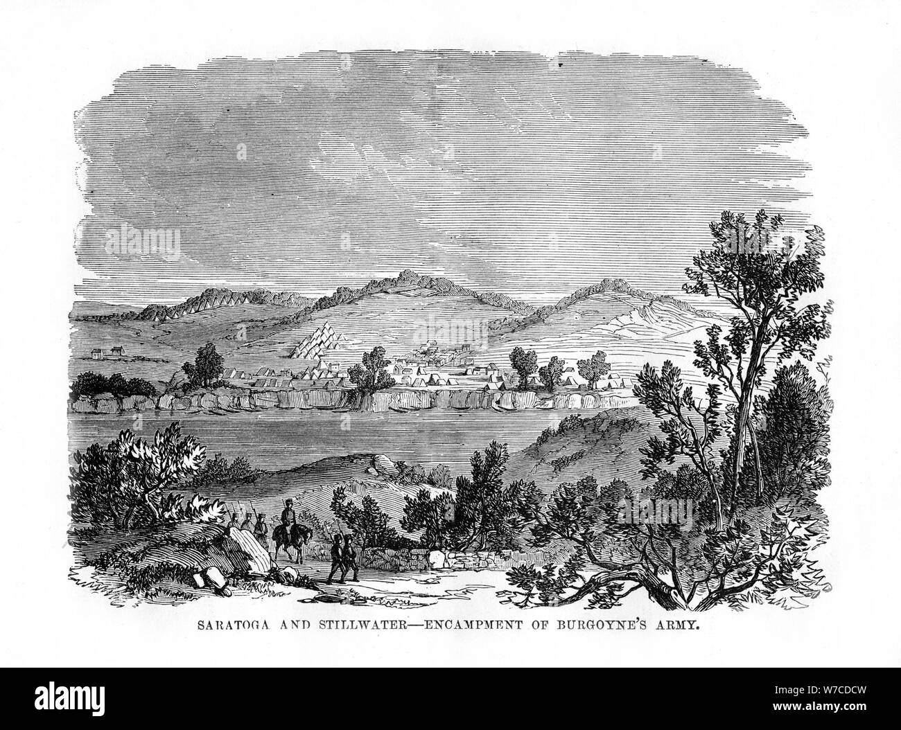 'Saratoga and Stillwater, Encampments of Burgoyne's Army', 1777, (1872). Artist: Unknown Stock Photo
