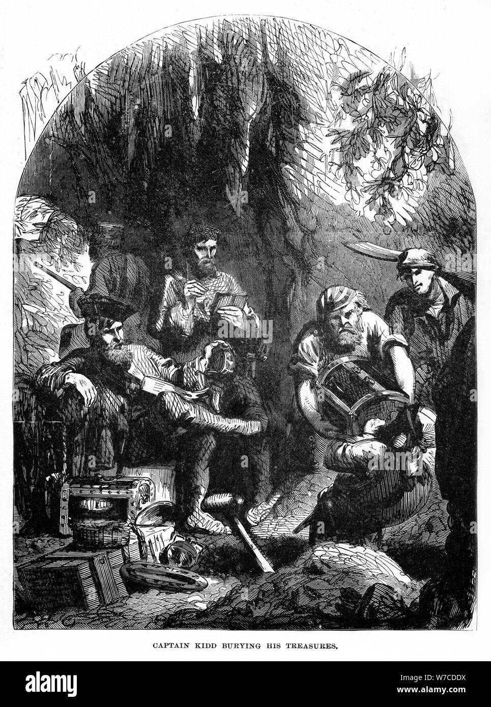 'Captain Kidd Burying his Treasures', 1872. Artist: Unknown Stock Photo