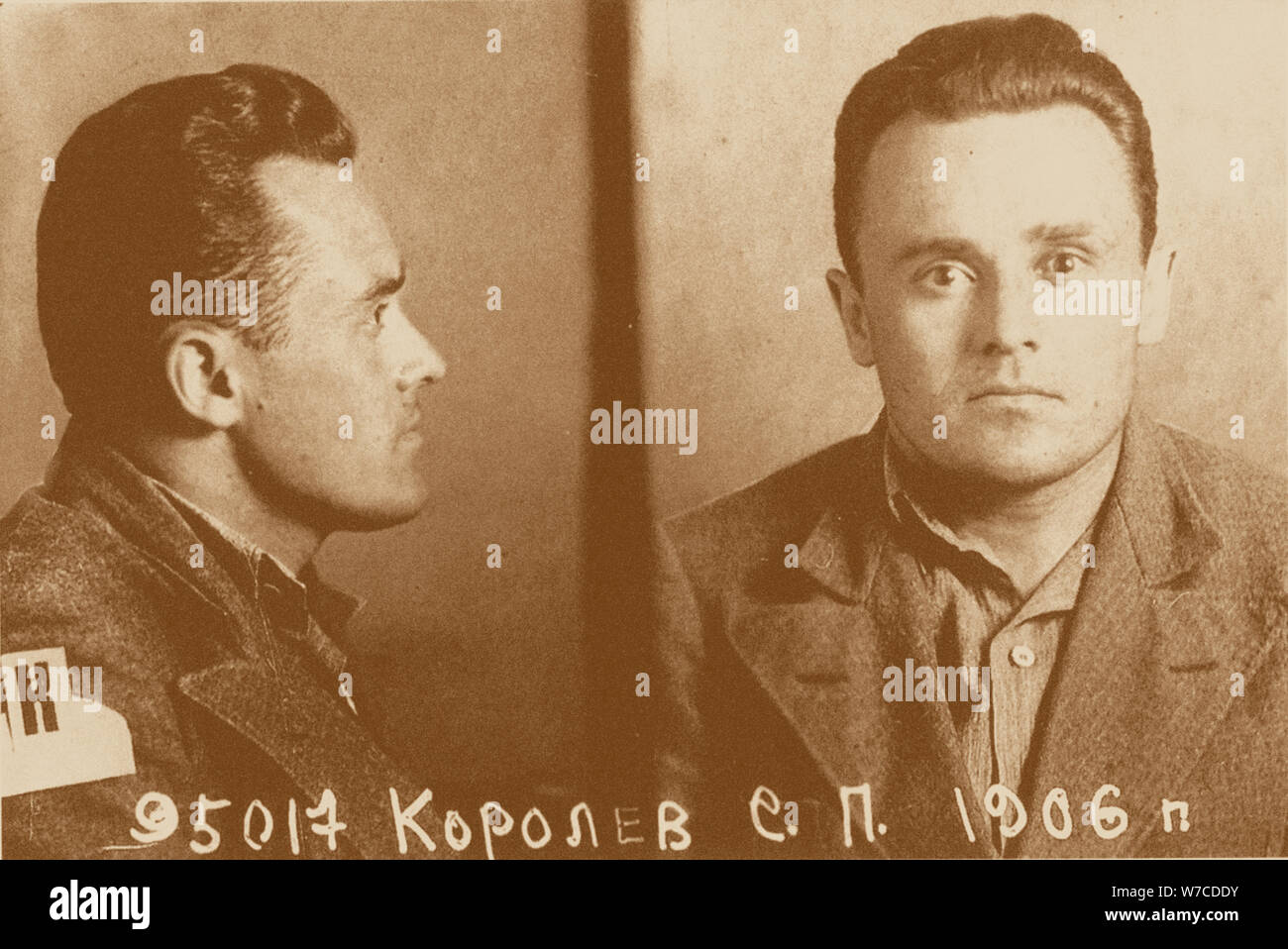 Sergei Pavlovich Korolev (1907-1966) NKVD mug shot. Stock Photo