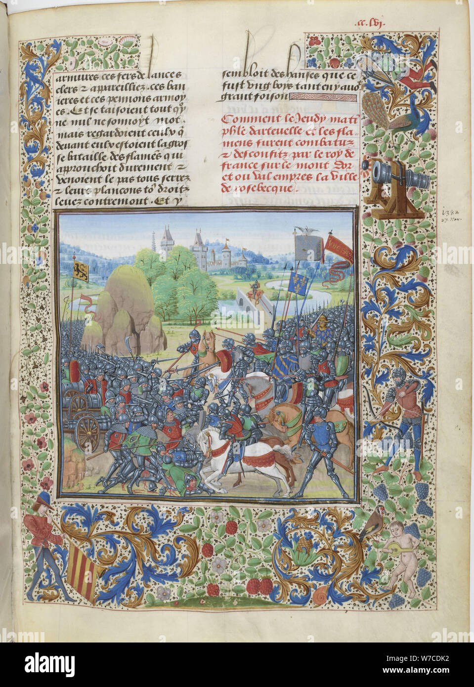 The Battle of Roosebeke (Miniature from the Grandes Chroniques de France by Jean Froissart). Stock Photo