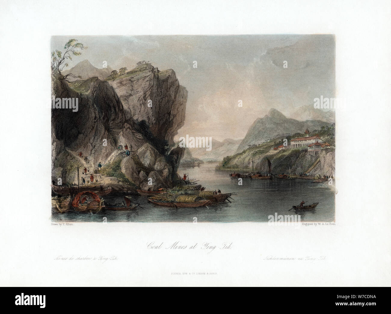 'Coal Mines at Ying-Tih', China, c1840.Artist: W A Le Petit Stock Photo