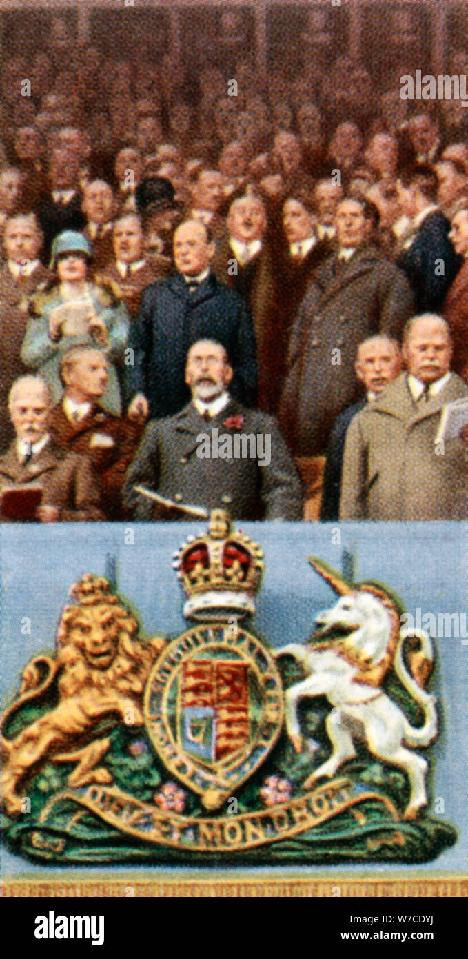 King George V at the Cup Final, Wembley, April 23rd, 1927, (c1935). Artist: Unknown Stock Photo