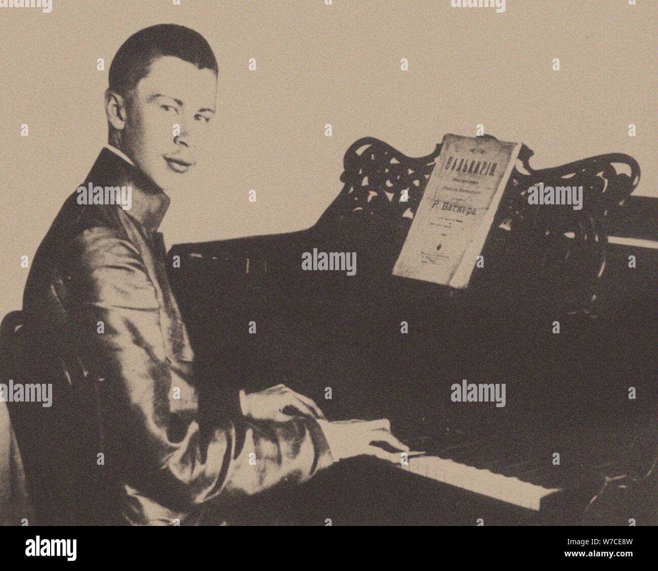 Sergey Prokofiev (1891-1953) at the piano. Stock Photo