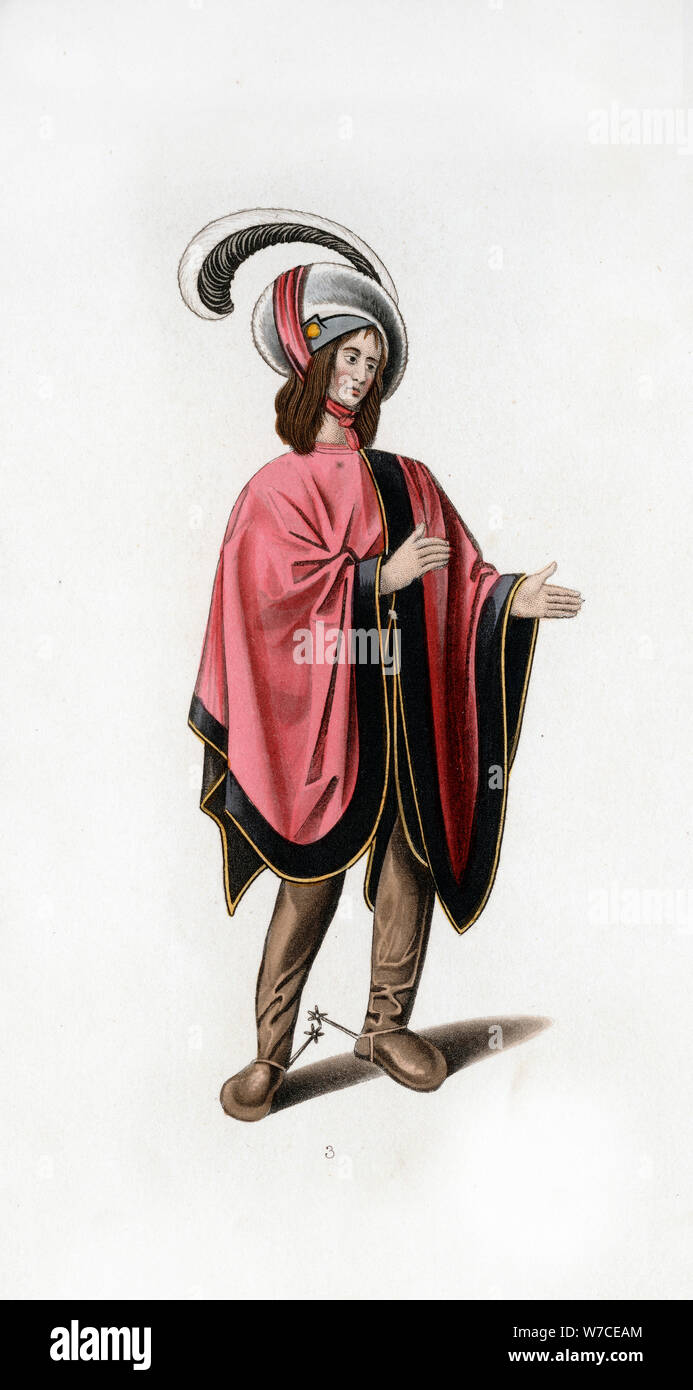 Male dress, c1480, (1843).Artist: Henry Shaw Stock Photo