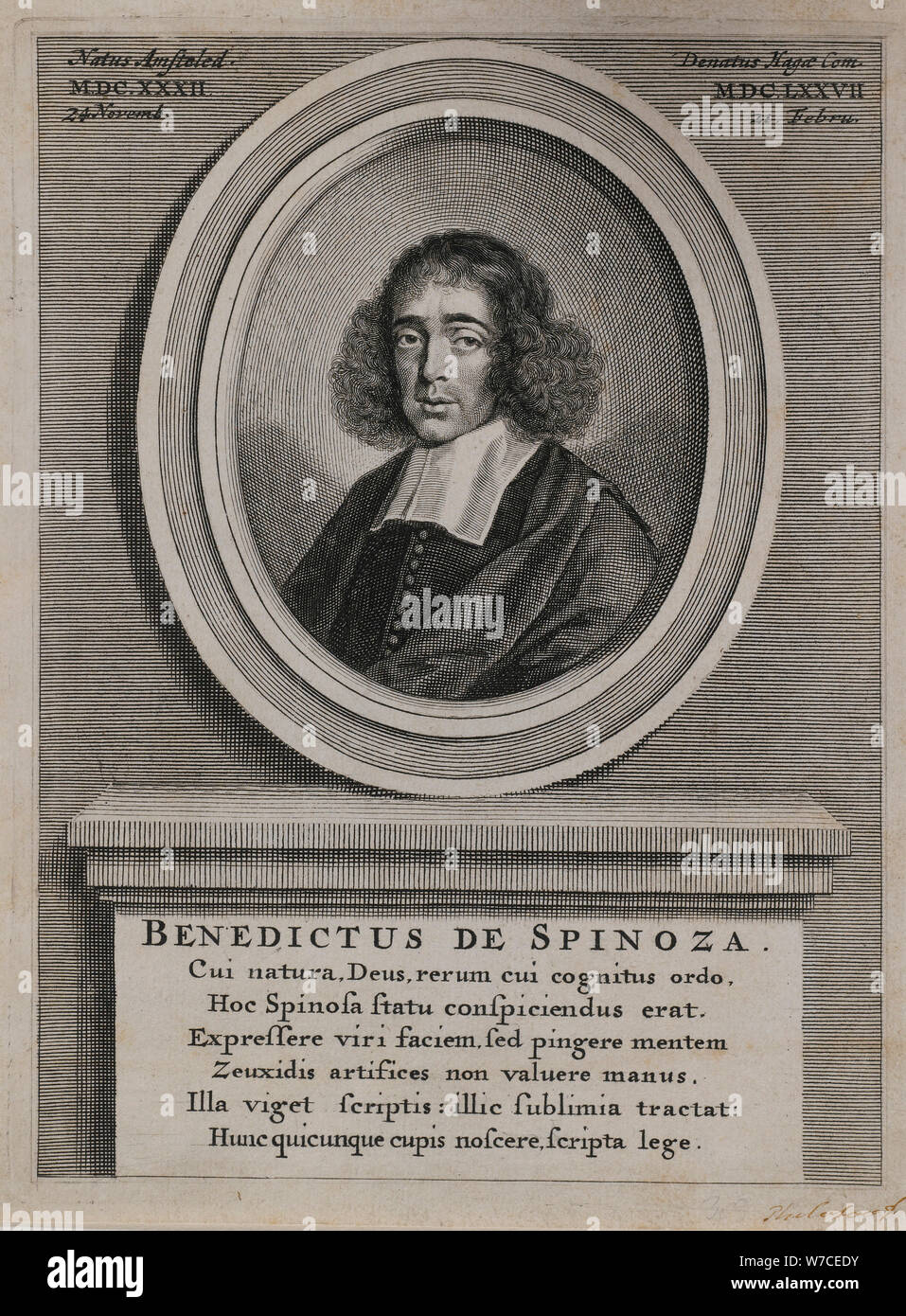 Portrait of Baruch Spinoza. Stock Photo