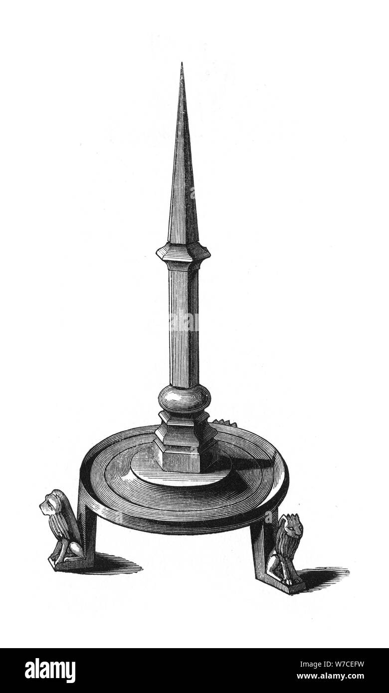 Bronze candlestick, late 13th-early 14th century, (1843).Artist: Henry Shaw Stock Photo