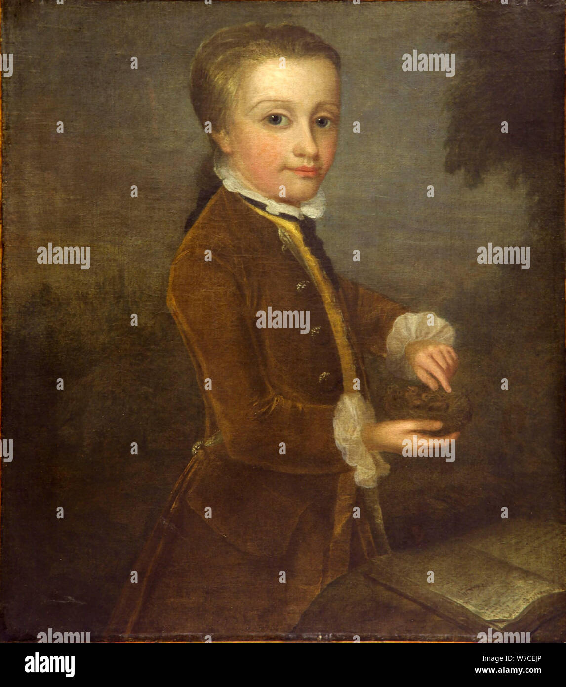 Boy with the Bird's Nest (Mozart?). Stock Photo