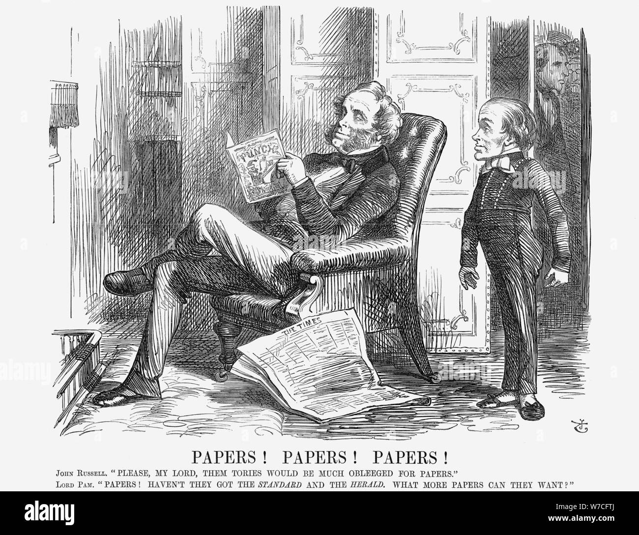 'Papers! Papers! Papers!', 1864. Artist: John Tenniel Stock Photo