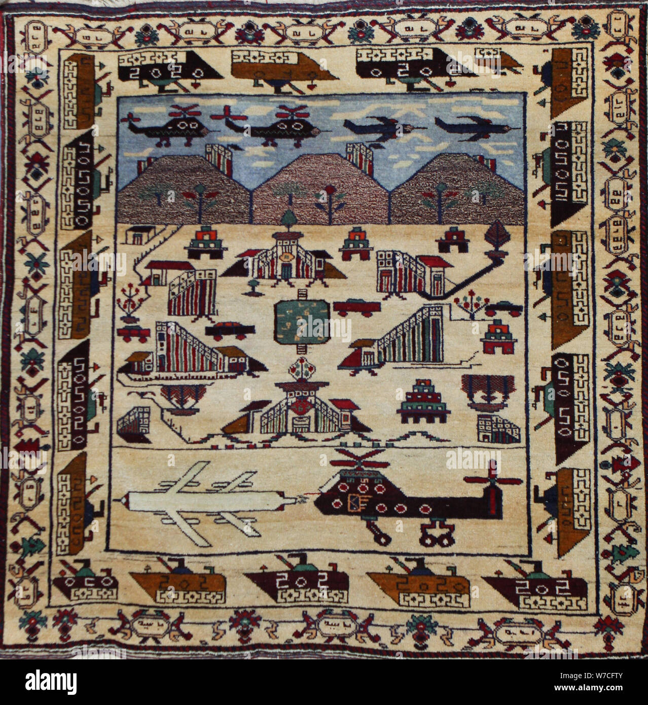 Afghan war rug, 1990-2005. Stock Photo