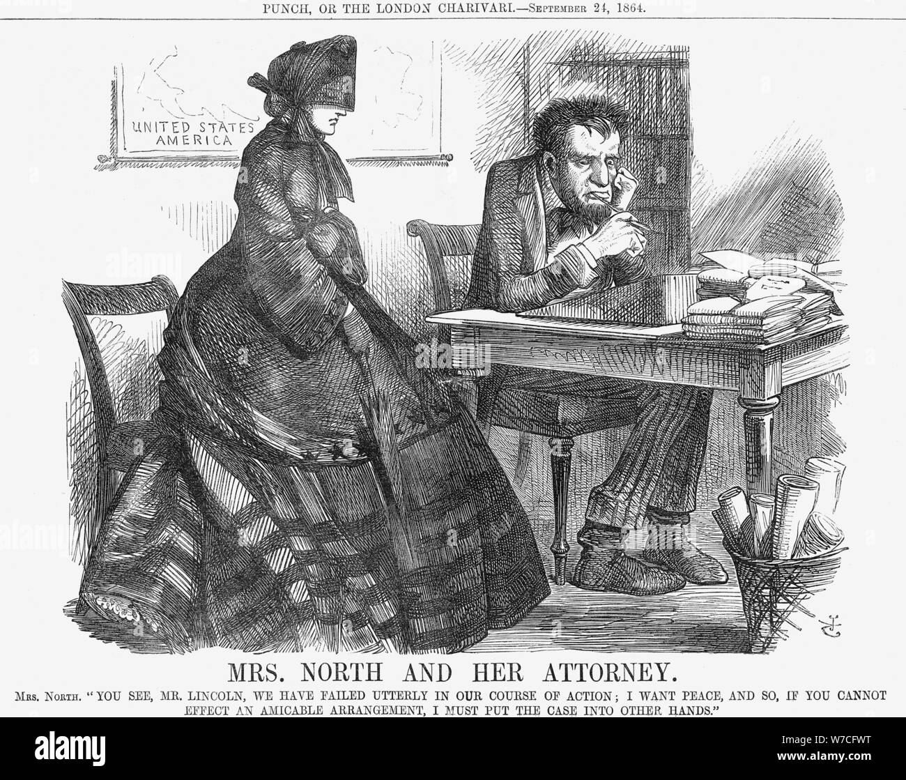 'Mrs. North and Her Attorney', 1864. Artist: John Tenniel Stock Photo