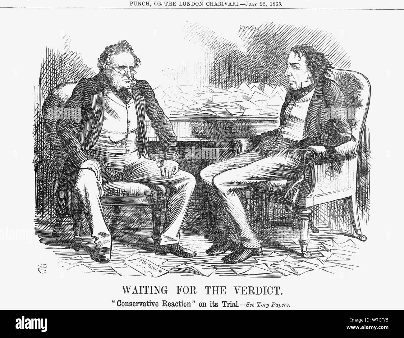 'Waiting for the Verdict', 1865. Artist: John Tenniel Stock Photo