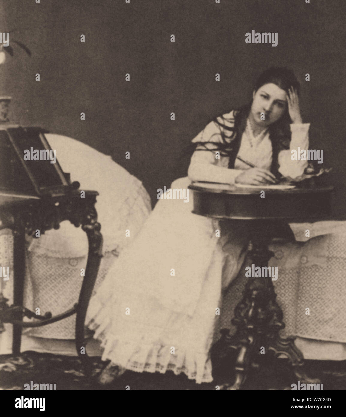 Portrait of the opera singer Maria Klimentova-Muromtseva (1857-1946) as Tatiana in opera Eugene Oneg Stock Photo