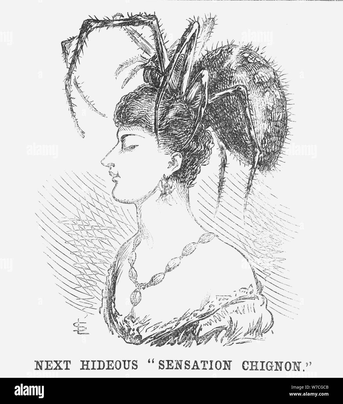 'Next Hideous Sensation Chignon', 1867. Artist: Edward Linley Sambourne Stock Photo