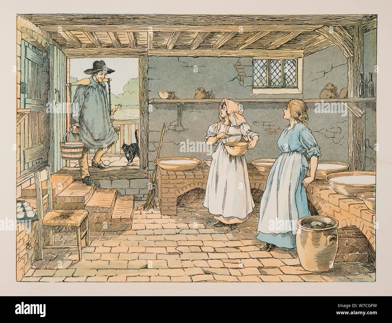 The Dairyman, from Four and Twenty Toilers, pub. 1900 (colour lithograph) Stock Photo