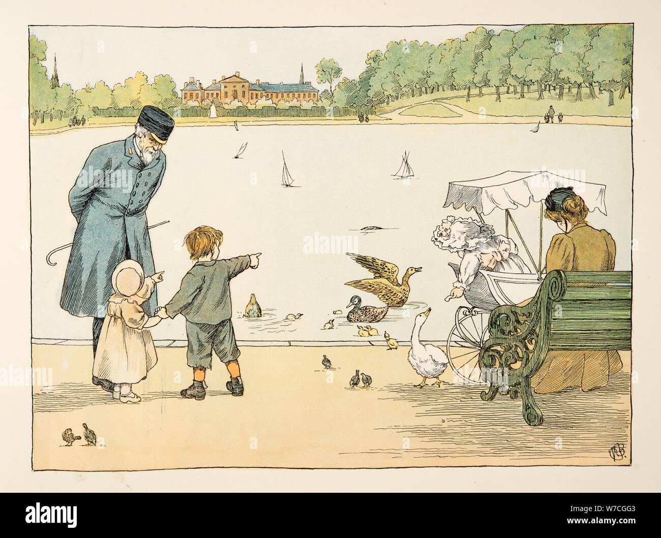 The Park Keeper,  from Four and Twenty Toilers, pub. 1900 (colour lithograph) Stock Photo