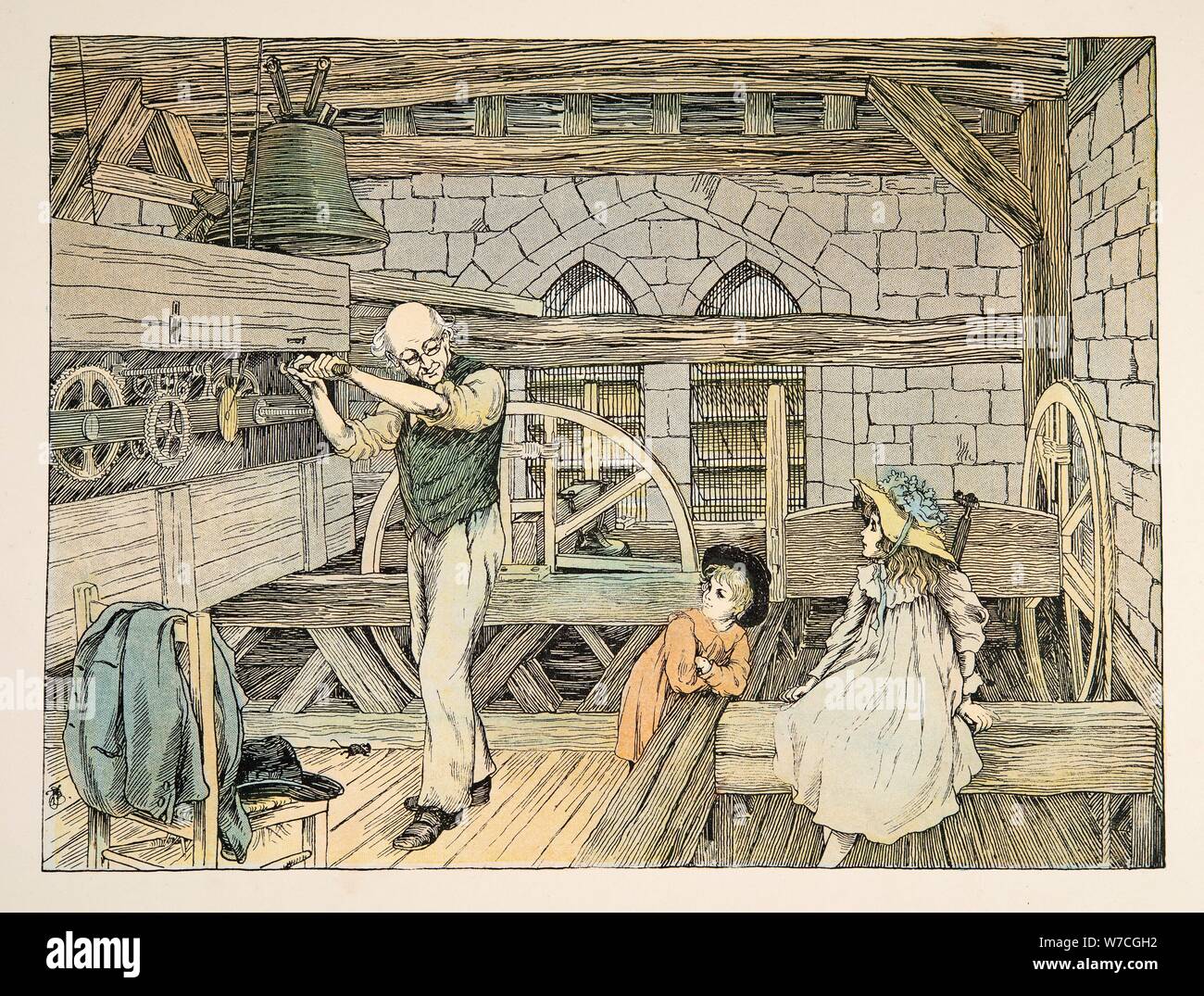 The Clockwinder,  from Four and Twenty Toilers, pub. 1900 (colour lithograph) Stock Photo