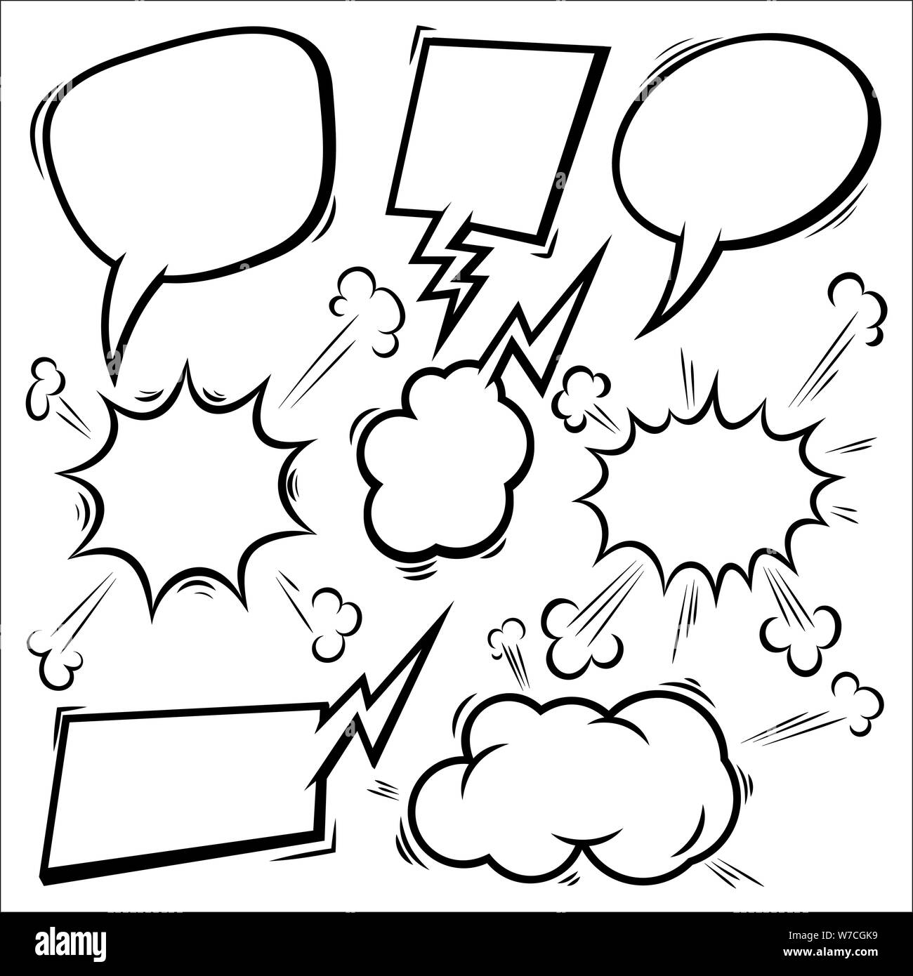 Set of empty comic speech bubbles. Design element for poster, card, banner, flyer.  Vector illustration Stock Vector
