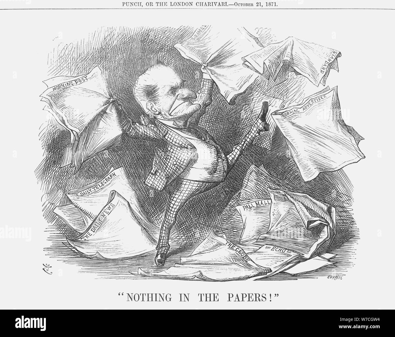 Nothing in the Papers!, 1871. Artist: Joseph Swain Stock Photo