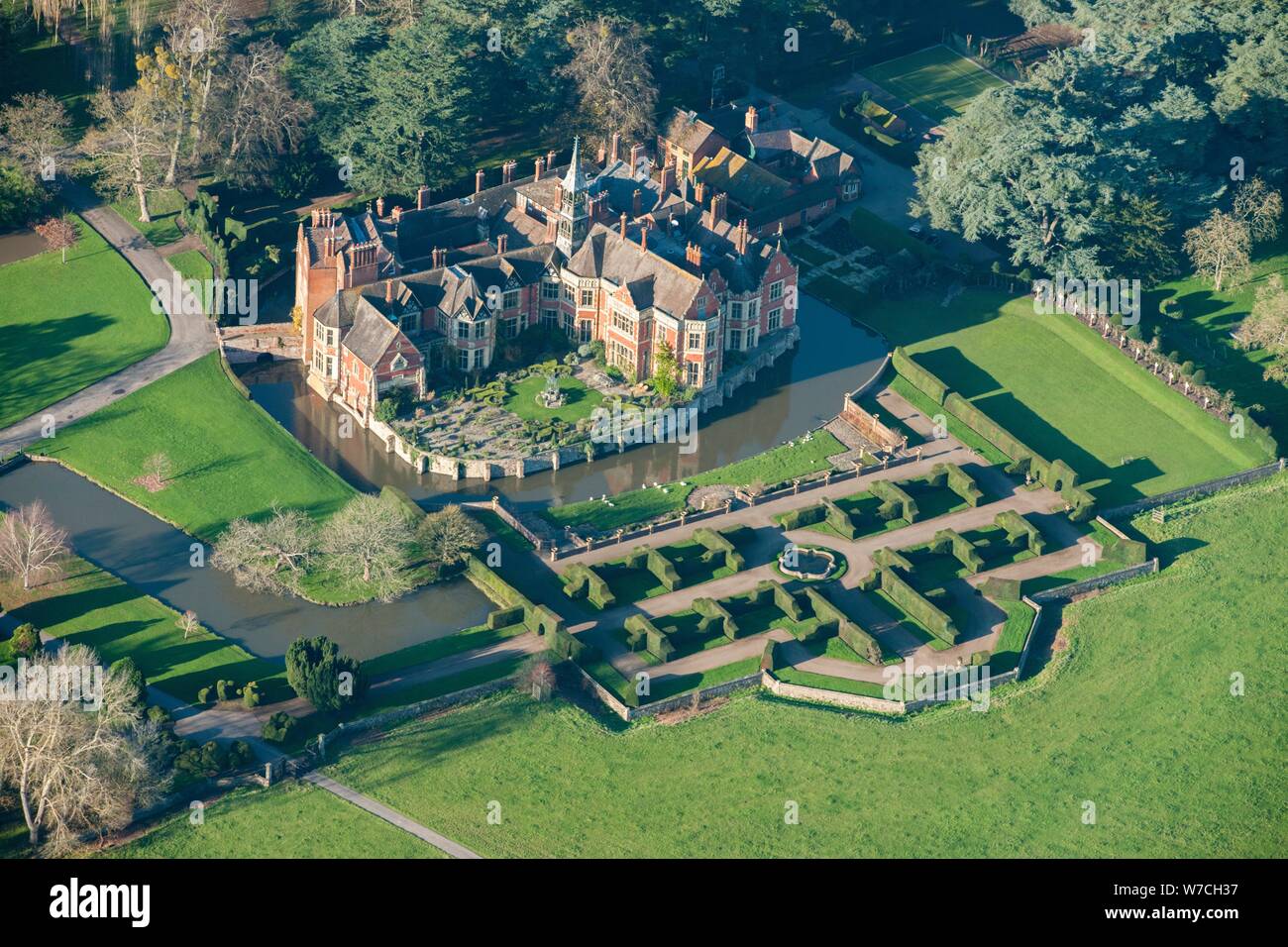 Madresfield Court, moated manor house and formal garden, Madresfield, Worcestershire, 2014. Creator: Historic England Staff Photographer. Stock Photo
