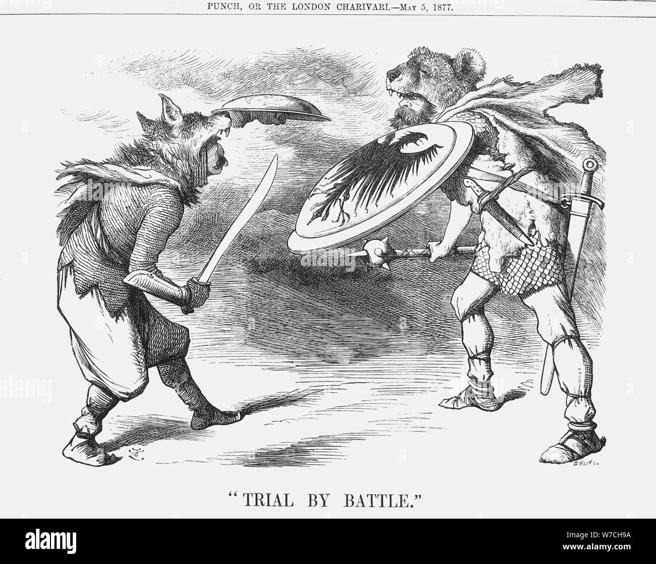 'Trial by Battle', 1877. Artist: Joseph Swain Stock Photo