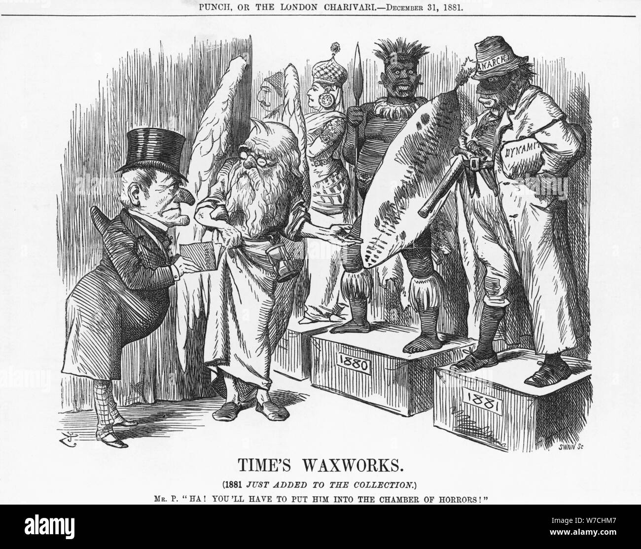 'Time's Waxworks', 1881. Artist: Joseph Swain Stock Photo