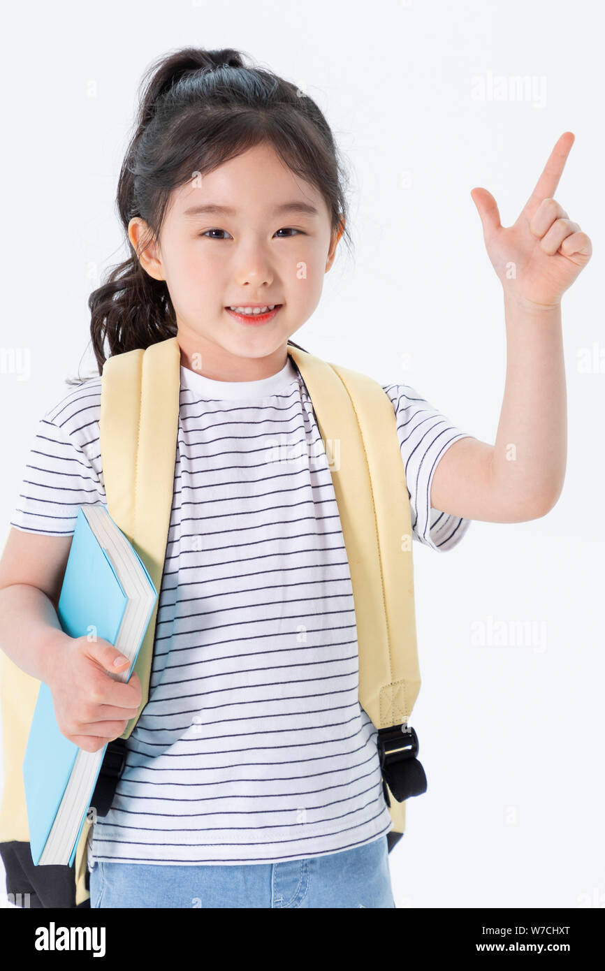 Smiling Children Concept, happy child enjoy summer time on white