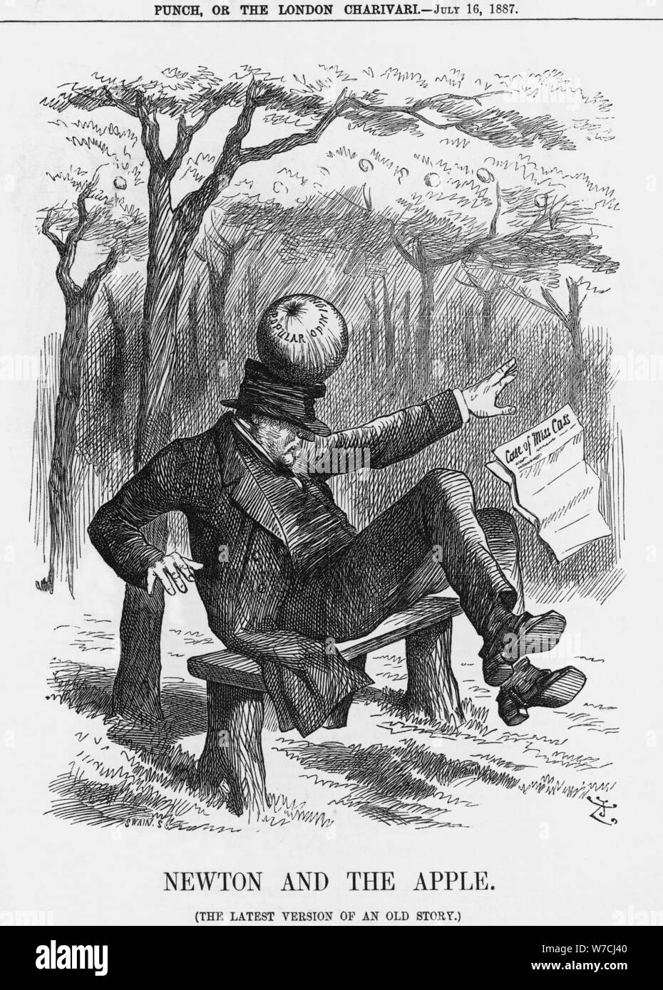 'Newton and the Apple', 1887. Artist: Joseph Swain Stock Photo