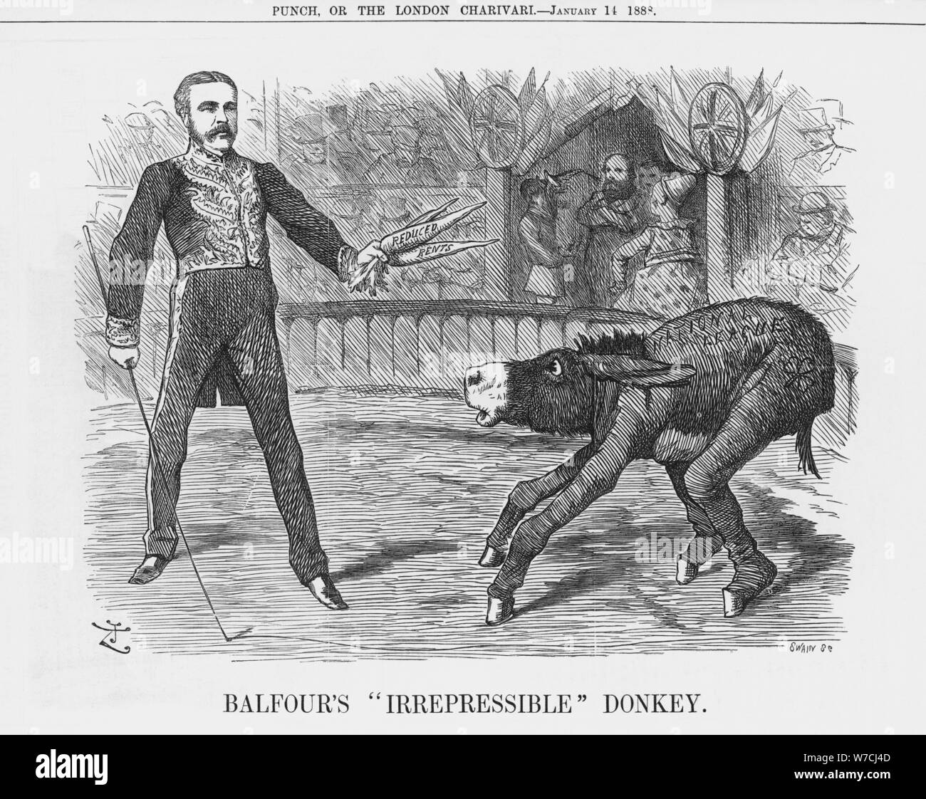 'Balfour's Irrepressible Donkey', 1888. Artist: Joseph Swain Stock Photo