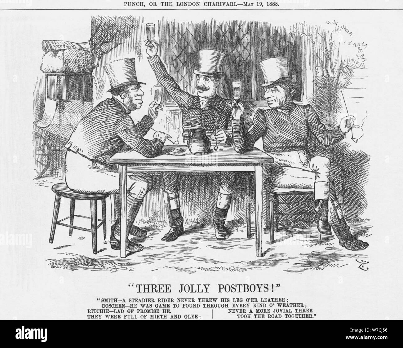 Three Jolly Post Boys!, 1888. Artist: Joseph Swain Stock Photo