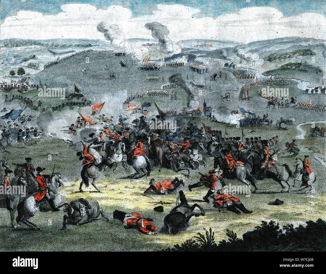 Battle of Blenheim August 1704. Artist: Unknown Stock Photo