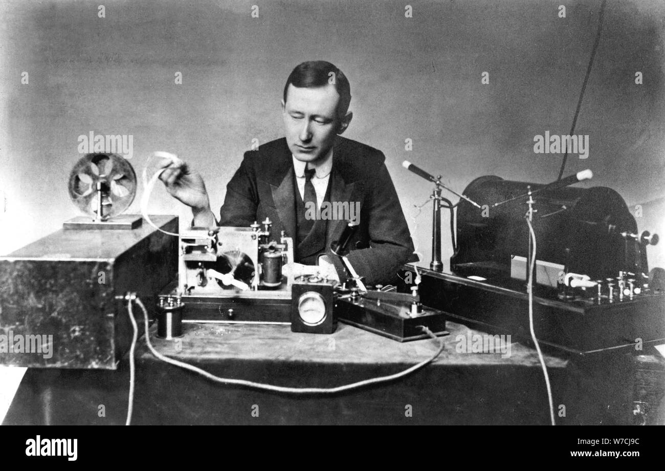 Guglielmo Marconi (1874-1937), Italian physicist and radio pioneer. Artist: Unknown Stock Photo