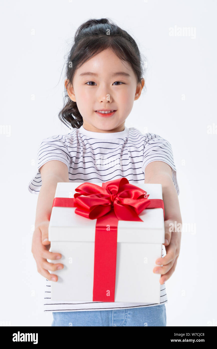 Smiling Children Concept, happy child enjoy summer time on white