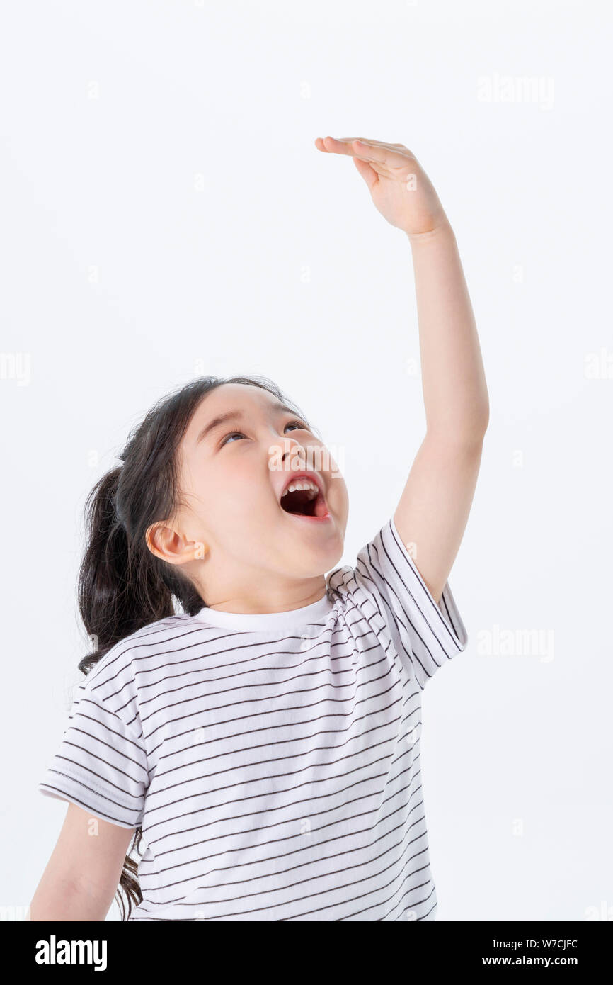 Smiling Children Concept, happy child enjoy summer time on white
