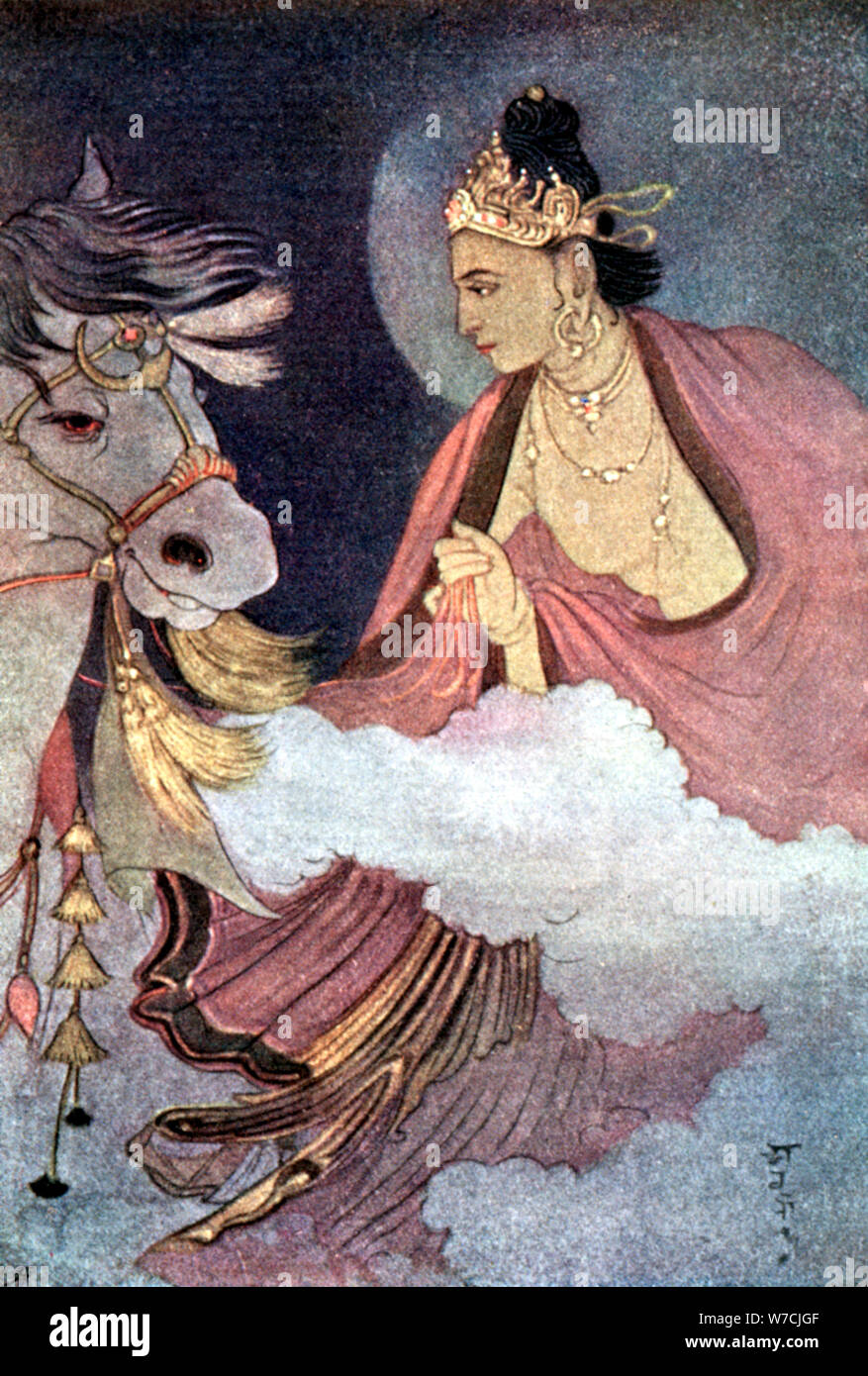 Deaprture of Prince Siddhartha, c563-c483 BC. Artist: Unknown Stock Photo